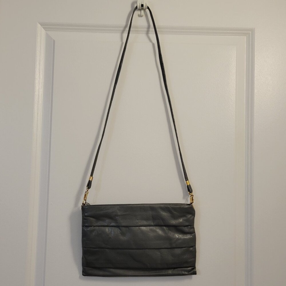 Vintage Leather Mimo Sacs Purse with Folded Layers - Grey - Picture 1 of 14